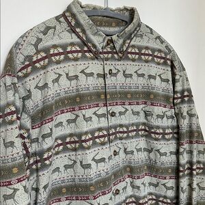 Woolrich Men’s Southwestern Rustic Outdoors‎ Deer Aztec Cowboy Button Up Shirt L